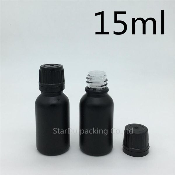 

storage bottles & jars 200pcs 15ml black frosted glass bottle vials essential oil with plastic cover perfume