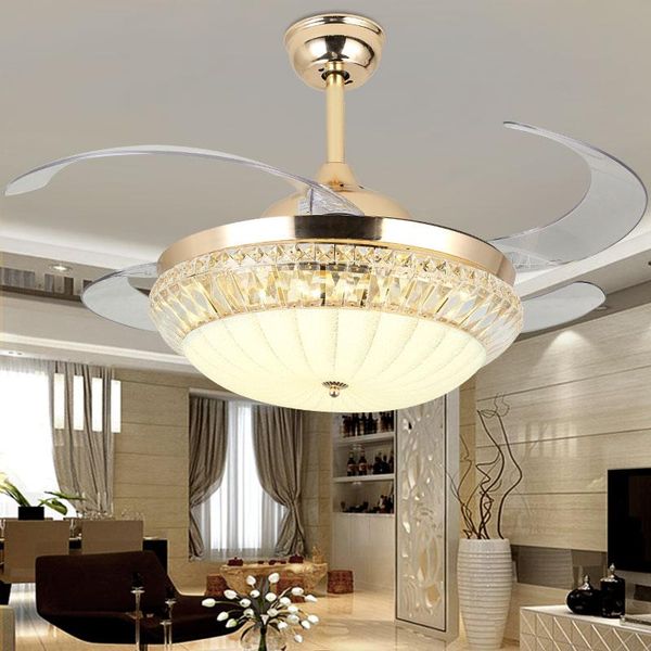 

modern ceiling fan lights with remote control invisible blade crystal decorative for home dining room fans