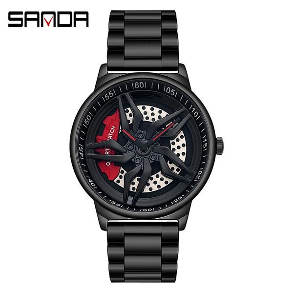 

wristwatches [360Â° spinning dial] sanda 2021 fashion luxury men watch unique rotating wheel dial quartz wristwatch gift relogio masculino, Slivery;brown