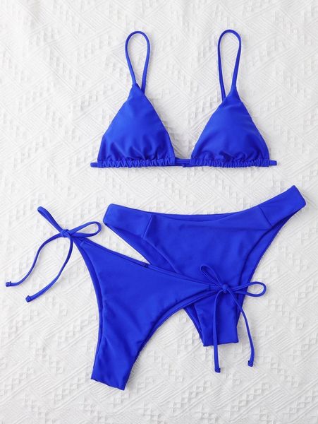 

3pack triangle tie side bikini swimsuit h52q#, White;black