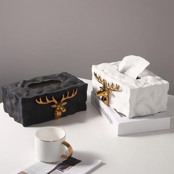 

tissue boxes & napkins luxury ceramics elk deer model box deskpaper holder creative dispenser storage napkin case organizer ornament cra
