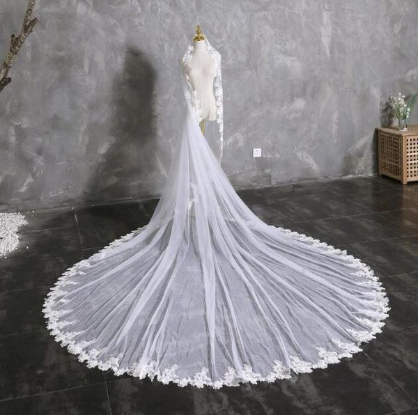 

bridal veils simple soft tulle royal wedding veil | elegant handmade with lace edge custom length ha, Black