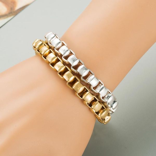 

charm bracelets 1pcs gold chains womens mens bracelet metal alloy curb cuban link simple for men women fashion jewelry, Golden;silver