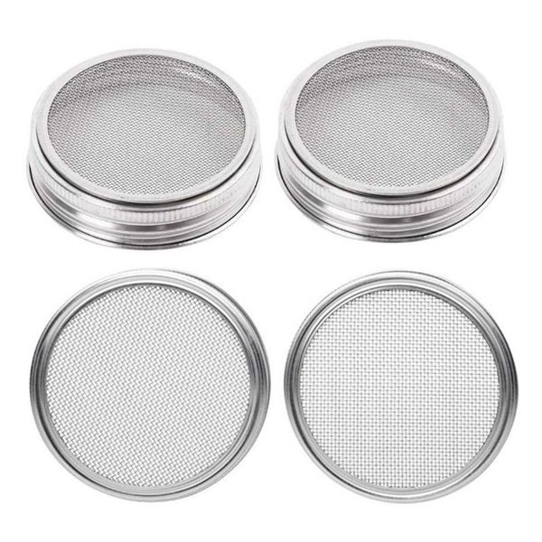 

kitchen storage & organization stainless steel jar lids mesh strainer seed germination lid kit for mason sprout growing home supplies,70mm
