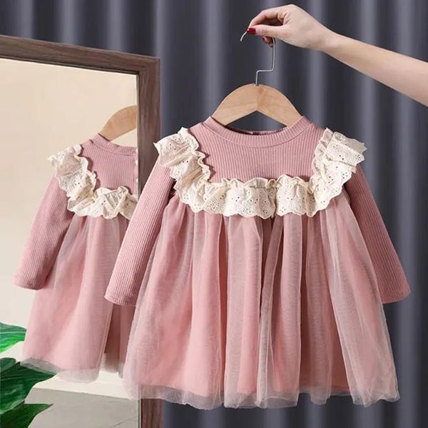 

girl's dresses girls dress baby cotton long-sleeved princess 0 3 6 years spring and autumn children's clothing kids for girl, Red;yellow