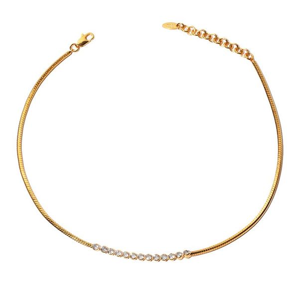 

chokers fashionable thick snake bone chain with diamond stitching and 18k gold plated luxury necklace, Golden;silver