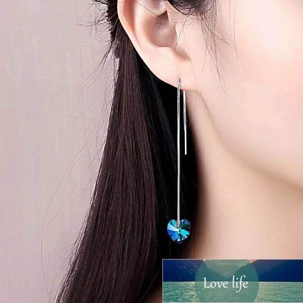 

classic titanic ocean heart blue crystal earrings for women fashion temperament valentine's day gift stud jewelry wholesale factory pri, Silver