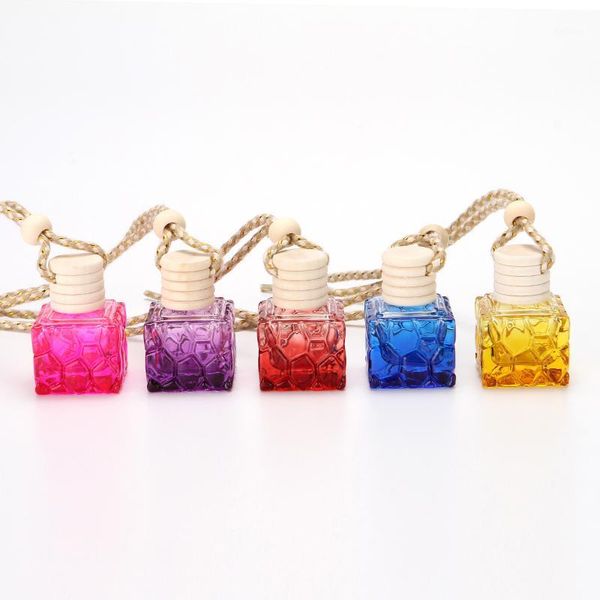 

beatiful color 10ml water cube car pendant empty glass bottle perfume 100pcs/lot1