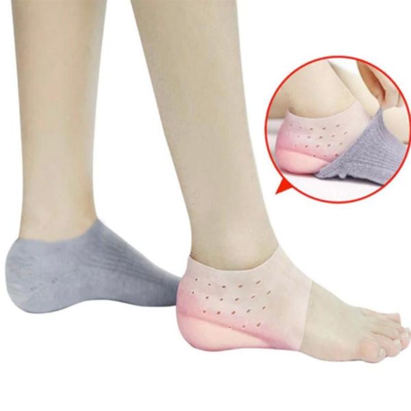 

shoes materials 1pair invisible height increased insole silicone heel socks for women men insoles 2-4cm plantar fasciitis shoe sole, Black