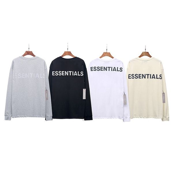 

fog long sleeve bottoming shirt essentials reflective letter tide brand double thread high street long sleeve t-shirt, Black