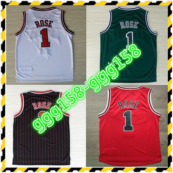 

jersey material embroidery stitched derrick rose basketball jerseys black red white green