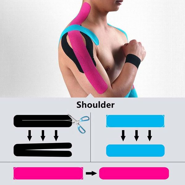 

elbow & knee pads muscle bandage3.8cm x 5m sports kinesiology tape roll cotton elastic adhesive strain sticker fitness, Black;gray