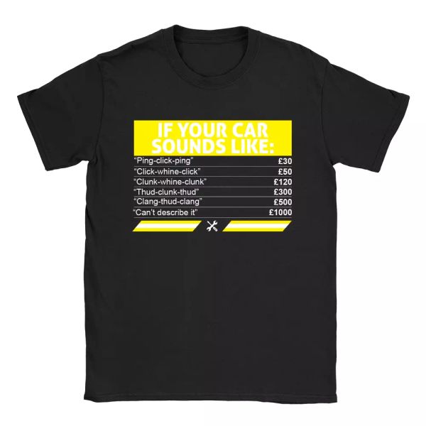 

car sounds like mens t-shirt mechanic funny gift for dad, White;black