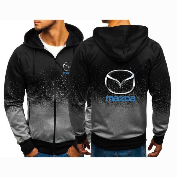 

men's hoodies & sweatshirts 2021the spring autumn men print zipper jackets mazda motors logo man sweatshiratshirts casual gradient colo, Black