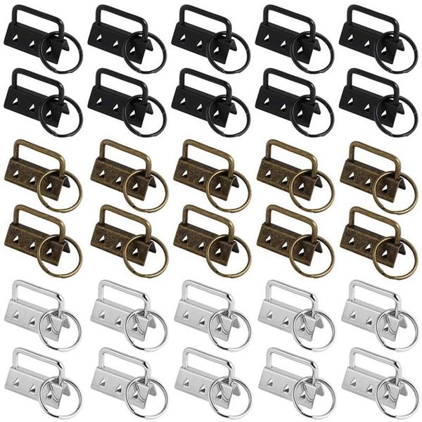 

keychains key chain hardware, 30 pieces wristlet lanyard blanks, clamp clasp pendant for bag wristlets and hand crafts, Silver