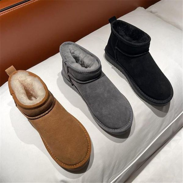 

boots pxelena 2022 star style cow suede snow women flat platform soft comfort plush thick fur winter warm shoes non slip lady 40, Black