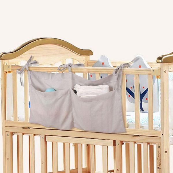 

storage baskets bags baby bed hanging cotton born crib organizer toy diaper pocket for bedding set accessories nappy store