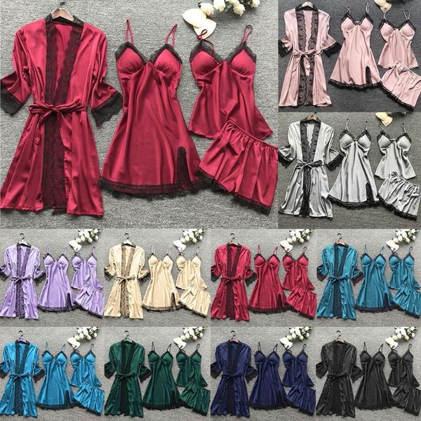 

women's sleepwear lingerie nightie silk lace robe dress babydoll underwear nightdress nightgown home wear nightwear, Black;red