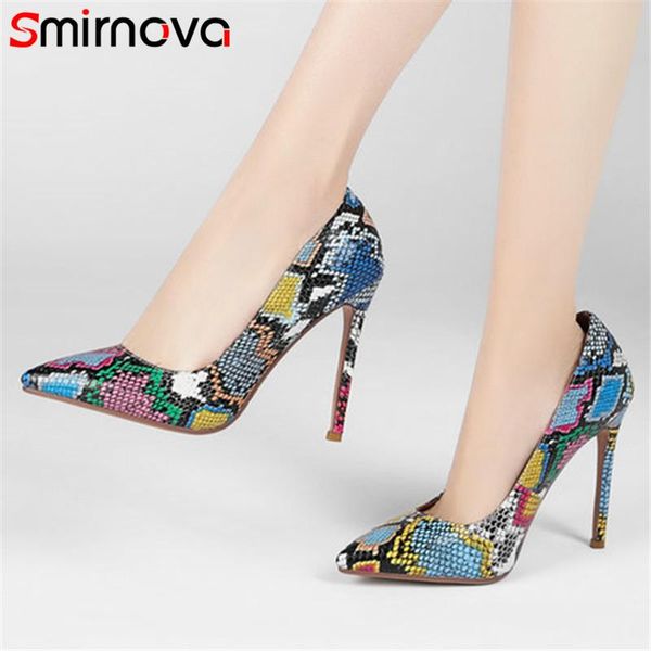 

smirnova explosions pumps women party wedding shoes pointed toe snake thin high heels ladies prom single dress, Black