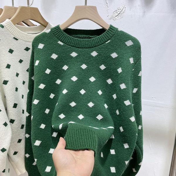 

women's sweaters retro diamond pullover 2021 early autumn chic, White;black