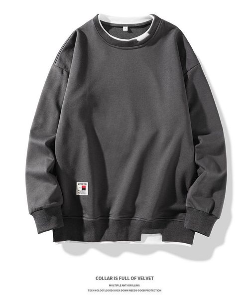 

men's hoodies & sweatshirts round collar plus fleece thick mens hoodie male autumn and winter tide brand oversized fashion long sleeve, Black