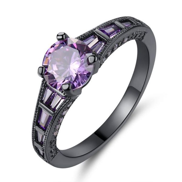 

cluster rings yuyijia selling black and golden purple zircon ring, Golden;silver
