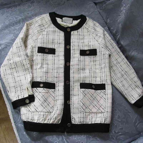 

woman's fashionable coat autumn thin winter single chess breasted tweed haphazard loose plaid jacket outerwear, Black;brown