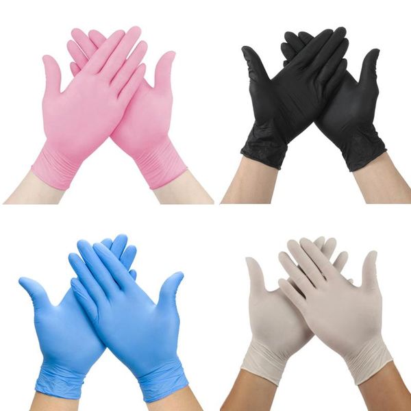 

disposable gloves nitrile 50/100pcs pink disposible grade waterproof allergy work safety gardening black