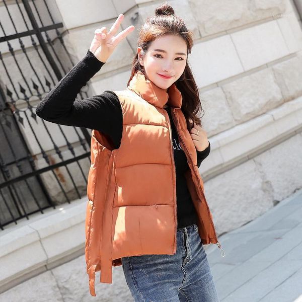 

women's vests fashion autumn winter vest 2021 slim no-hooded jacket short sleeveless parkas casual coat plus size ol ladies female outw, Black;white