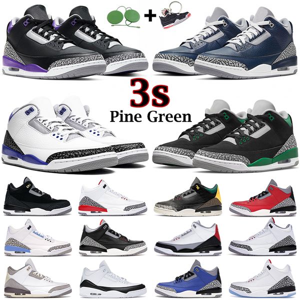 

mens basketball shoes jumpman 3s pine green racer blue cool grey georgetown medium royal cement black white court purple 3 men trainers outd