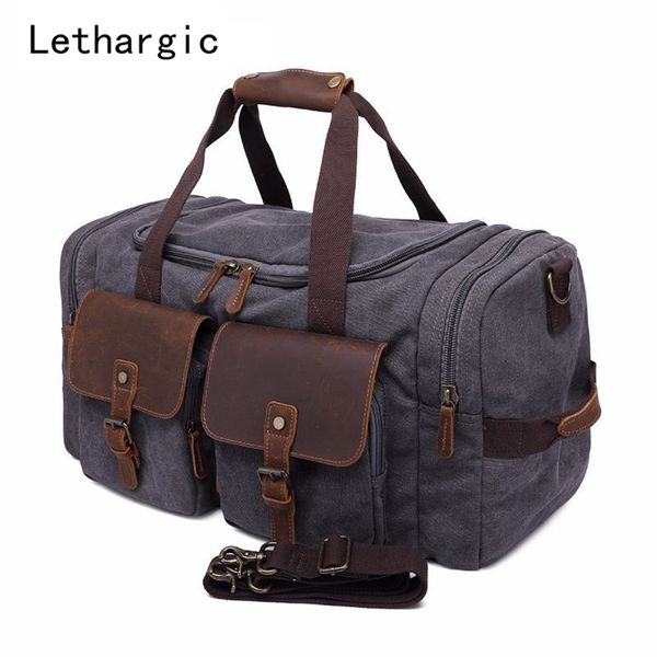 

lethargic canvas travel bag retro men's handbag casual wear-resistant one-shouldered diagonal luggage 211118