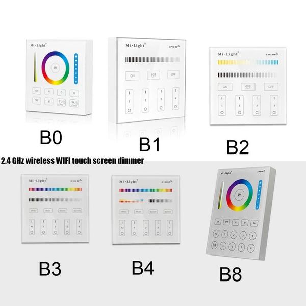 

controllers mi light miboxer smart touch panel 4 zone b1 b2 b3 b4 8 b8 dimmer rgb cct rgbw rgb+cct 2.4g wireless remote controller