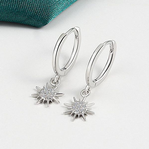 

hoop & huggie kofsac silver color crystal geometric sun earring for women fashion party jewelry girlfriend valentine's day accessories, Golden;silver