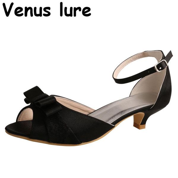 

dress shoes black ladies kitten heel evening court sandals peep toe for wedding