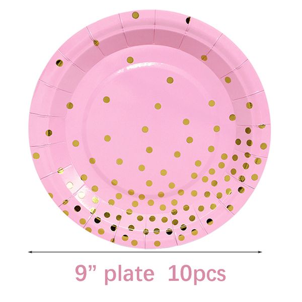 Pink Golden Dot Plate Plate Colrels Бумажная Кубок Одноразовые Посуда День Рождения Украшения Свадьба Рождество Детская душ Хэллоуин