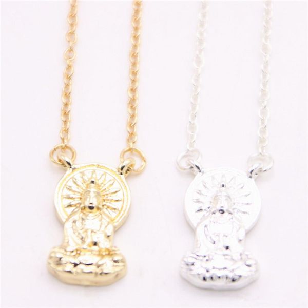 

trendy figure of buddha pendant necklace zinc alloy material gold silver rose three color optional suitable for men and women wholesale
