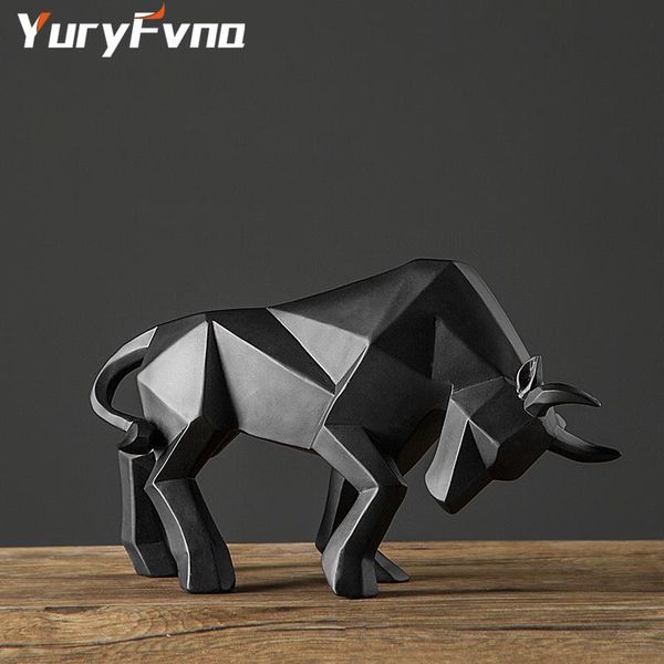 

yuryfvna resin bull statue bison sculpture decoration abstract animal figurine room desk home gift decorative objects & figurines