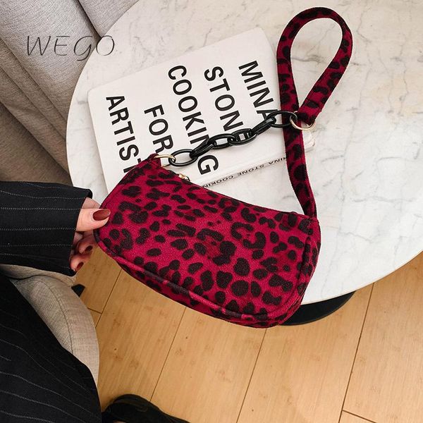 

evening bags vintage leopard grain chain designer baguette bag cotton shoulder for women sac a main femme women's