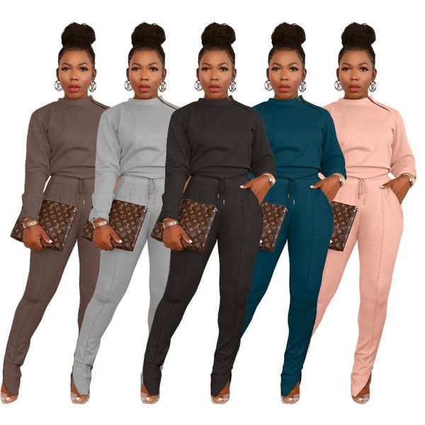 

Women's Two Piece Pants Spring Autumn Sports Invisible Zipper T Shirt Split Trousers Casual Tracksuit, White