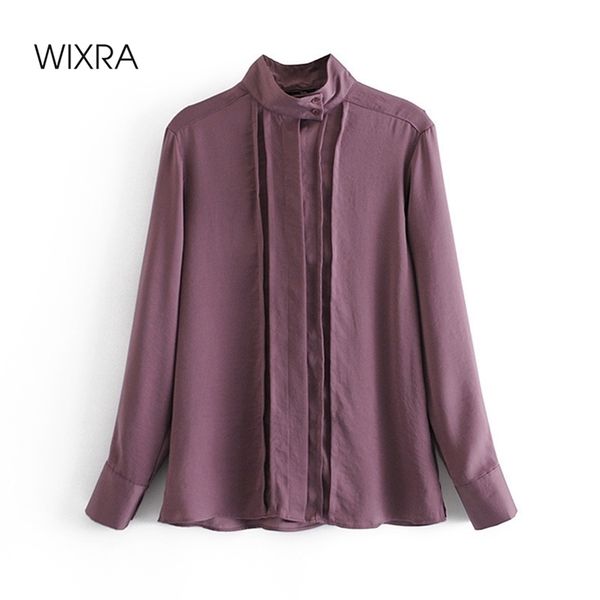 

wixra womens turtleneck blouse nice purple slik style shirts office lady clothing spring summer autumn 210419, Black;brown
