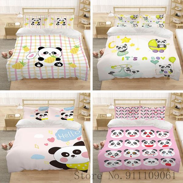 

bedding sets cartoon cute black and white panda print children's set includes pillowcase quilt cover bedclothes bedroom decoration