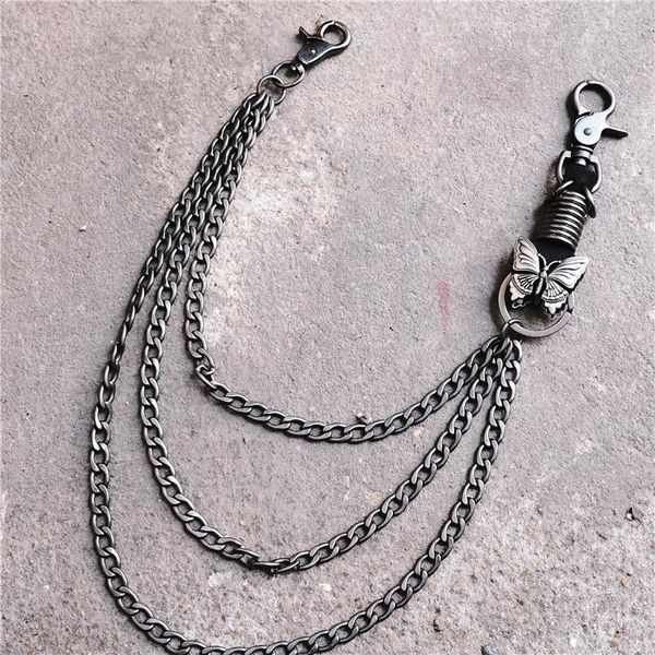 

keychains men's motorcyle keychain jean biker wallet belts chain bow charm gothic rock skull pants trousers waist key bl88, Silver