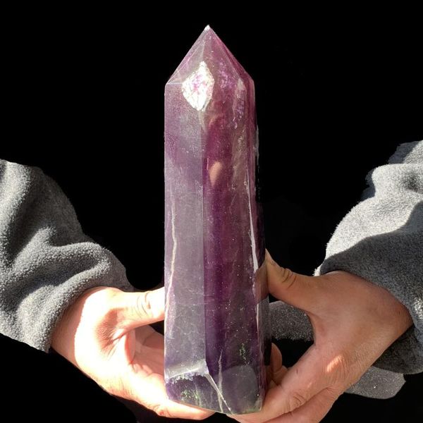 

2635g natural beautiful color fluorite crystal obelisk quartz wand point healing 89 decorative objects & figurines