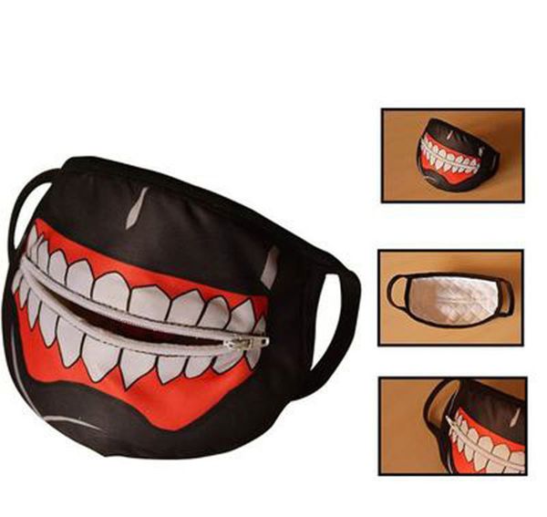 

mask tokyo ghoul black with cartoon zipper and ear print