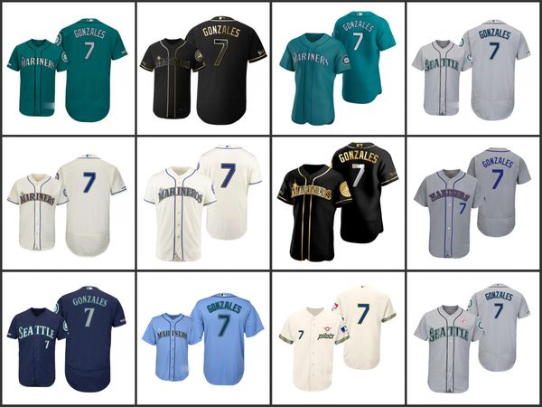 

seattle mariners men 7 marco gonzales women youthjerseys, Black;red