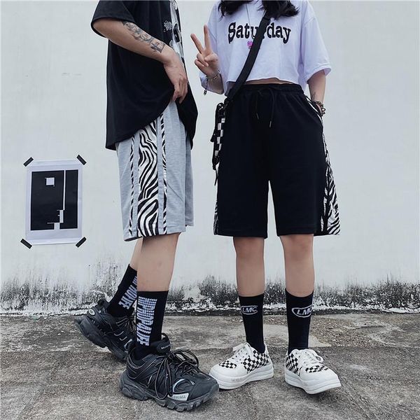

women's shorts summer korean style ins vintage zebra pattern high waist women casual sports female harajuku jogger sweatpants, White;black
