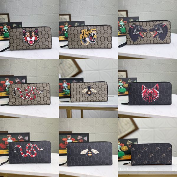 

fashion designers wallets luxurys mens women leather bags classic bee tiger snake letters purses original box digram card holder 451273, Red;black
