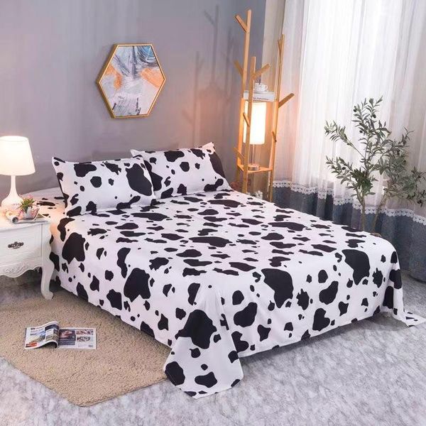 

sheets & sets 1 pc bed set cow pattern soft bedsheets queen king twin size flat sheet fitted