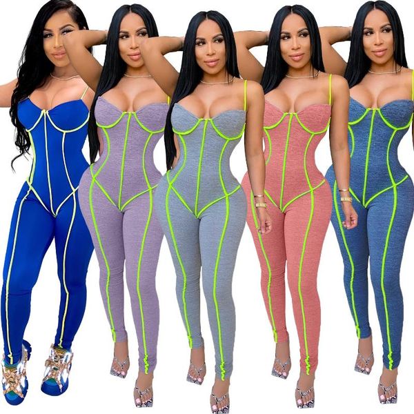 

gym clothing women spaghetti straps jumpsuit fashion sleeveless skinny romper female jogging outfits tracksuit active wear, White;black