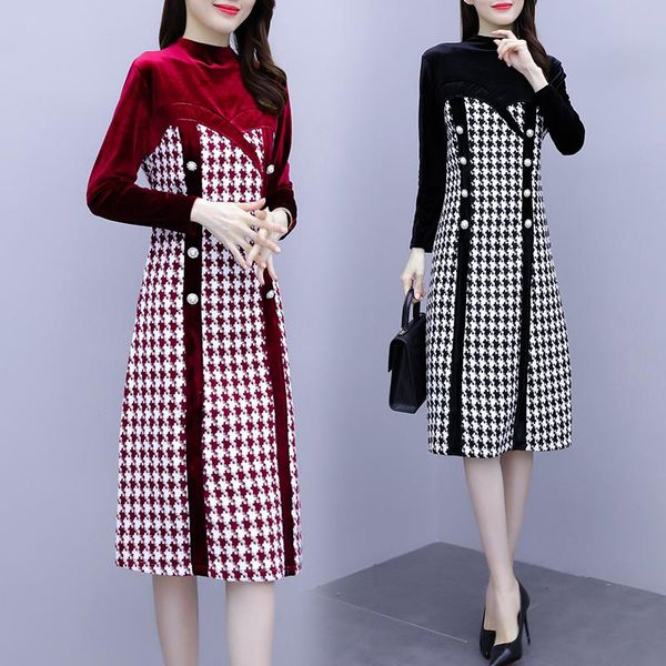 

casual dresses fashion vestidos de festa patchwork pastel midi dress elegant female clothes for women, Black;gray